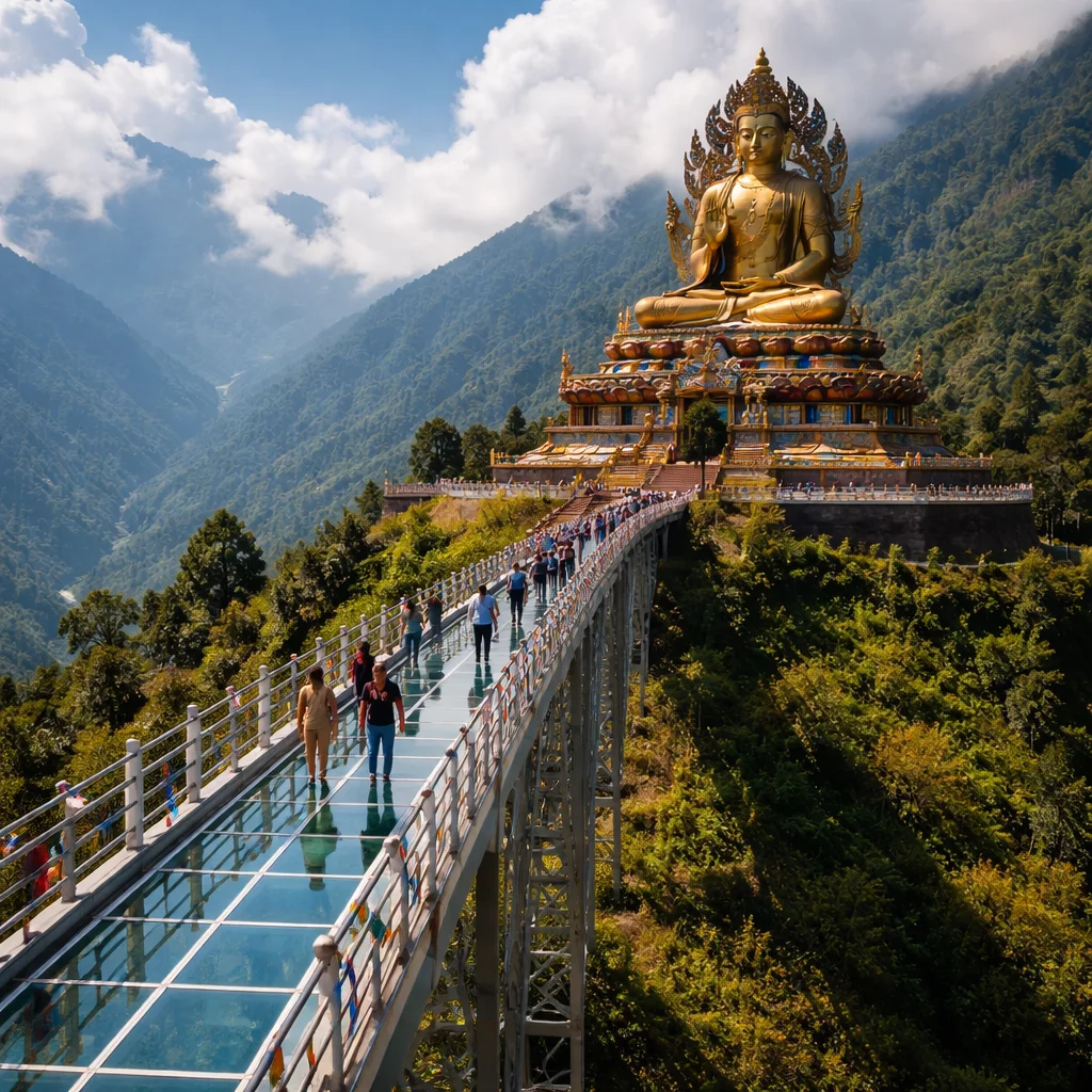 Skywalk and Chenrezig Statue